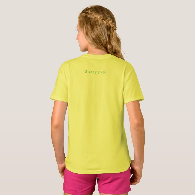 Sleepy Face: Girls' Basic T-Shirt (Back Full)