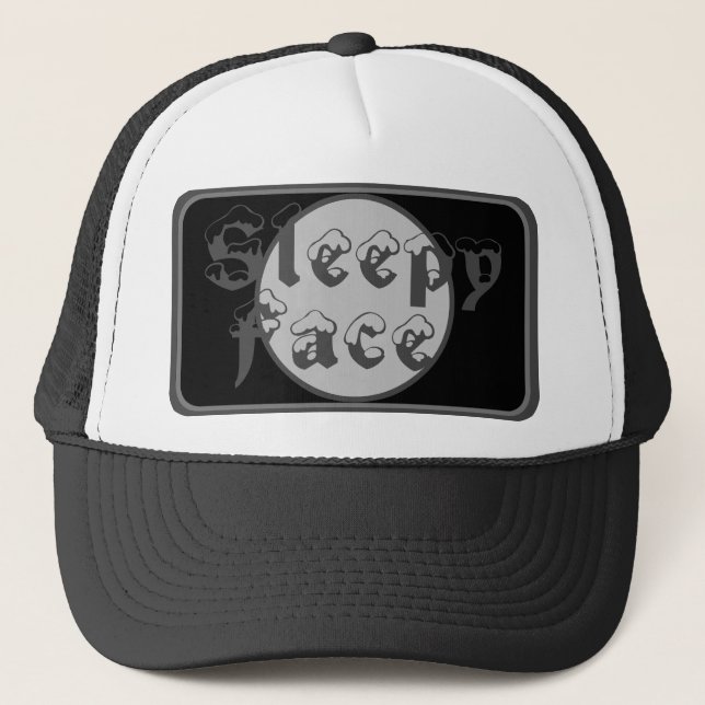 Sleepy Face: Green - Sun Brim - Trucker Hat (Front)