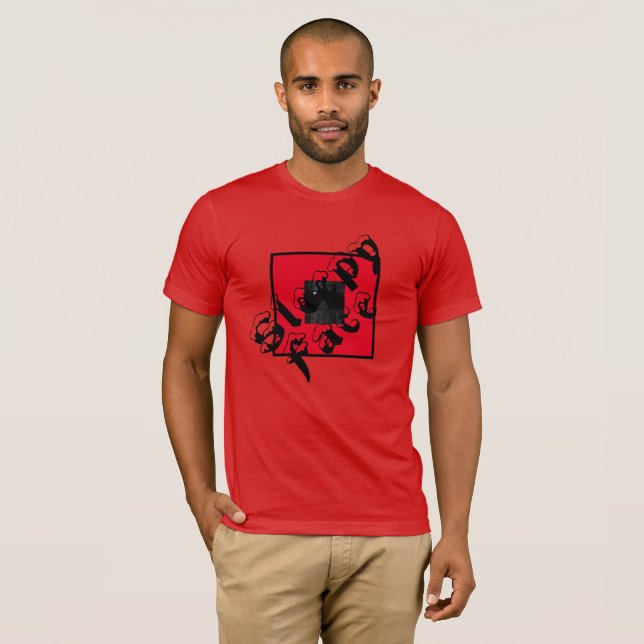 Sleepy Face: Red Crewneck T-Shirt  (Front Full)
