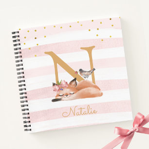 Sleepy Fox Illustration Girl Simple Sketchbook Notebook