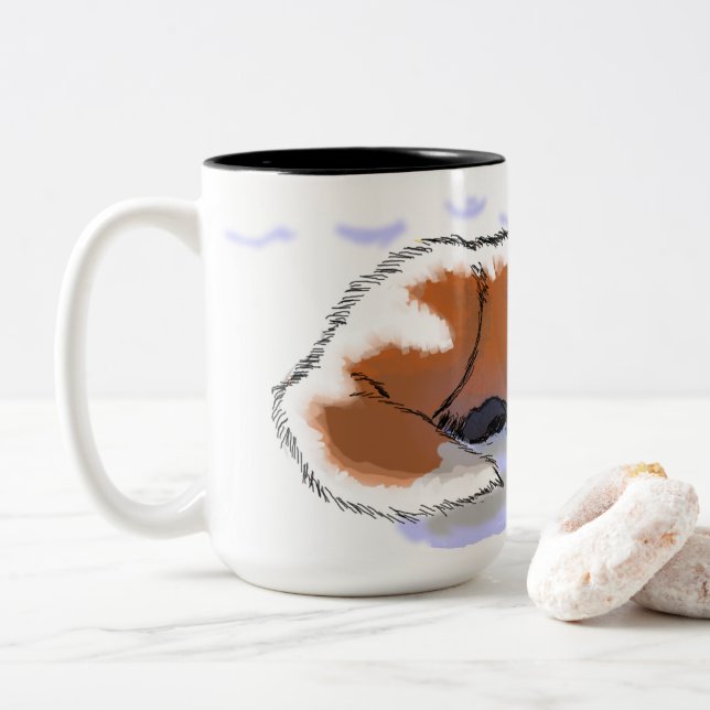 Sleepy fox in the Snow Two-Tone Coffee Mug (With Donut)