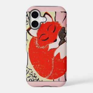 Sleepy Fox iPhone 5/5s Case with Soft Pink Border