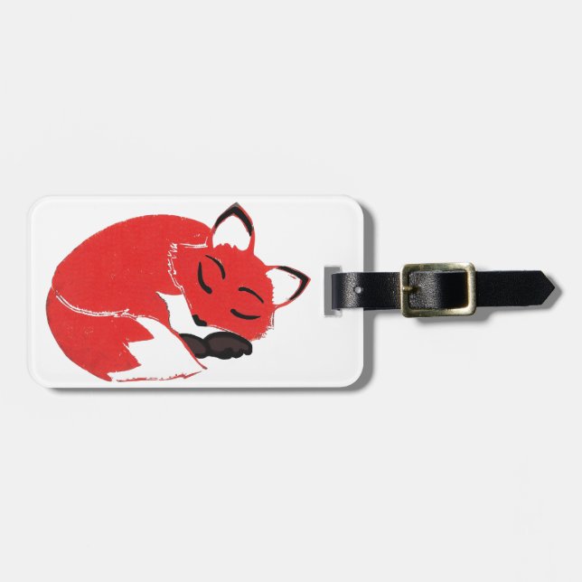 Sleepy Fox Luggage Tag (Front Horizontal)