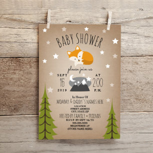 Sleepy Fox Mountains Baby Shower Invitation