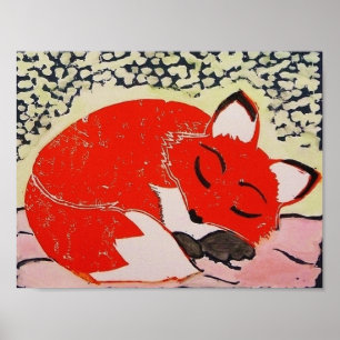 Sleepy Fox Poster, 11 x 8.5 Inches Poster