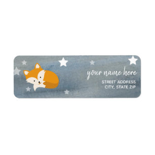 Sleepy Fox Stars Watercolor Baby Shower