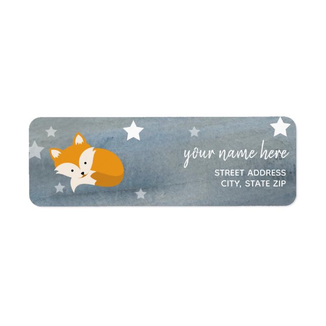 Sleepy Fox Stars Watercolor Baby Shower (Front)