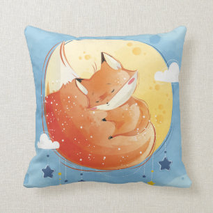 Sleepy Fox Throw Pillow