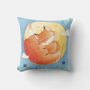 Sleepy Fox Throw Pillow