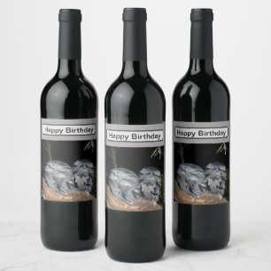 Sleepy Frogmouth Owls, Wine Label
