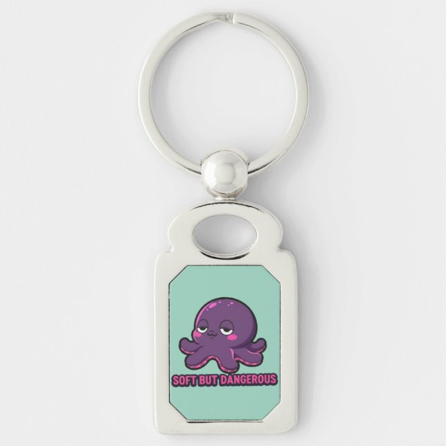 Sleepy Funny Octopus  Key Ring (Front)