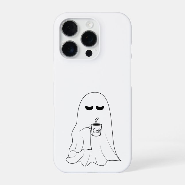 Sleepy Ghost with Coffee – Minimalist Cosy  iPhone Case (Back)