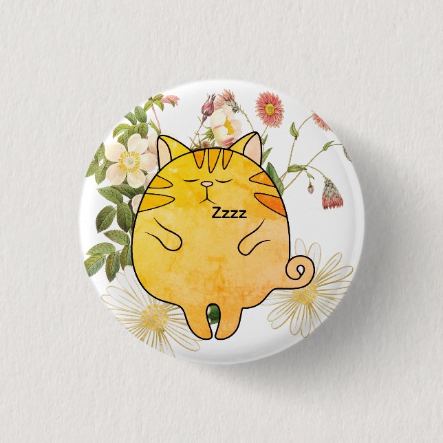Sleepy Ginger Cat 3 Cm Round Badge (Front)