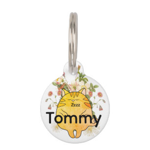 Sleepy Ginger Cat Pet Tag