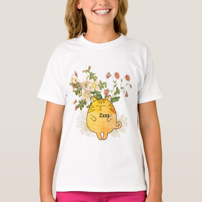 Sleepy Ginger Cat T-Shirt (Front)