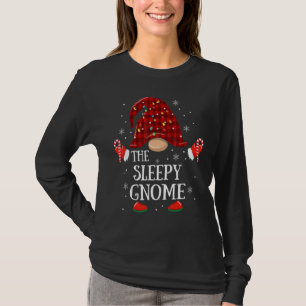 Sleepy Gnome Buffalo Plaid Matching Family Christm T-Shirt