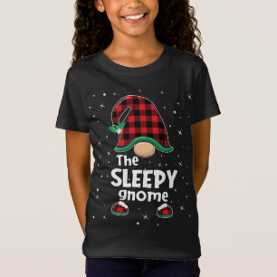 Sleepy Gnome Buffalo Plaid Matching Family Christm T-Shirt