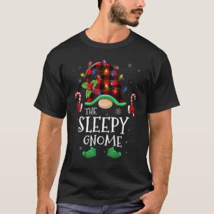 Sleepy Gnome Buffalo Plaid Matching Family Christm T-Shirt