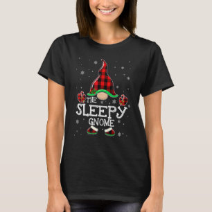 Sleepy Gnome Buffalo Plaid Matching Family Christm T-Shirt