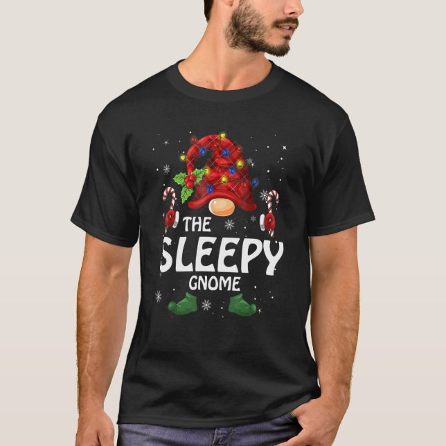 Sleepy Gnome Matching Family Group Christmas Party T-Shirt (Front)