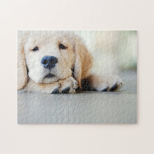 Sleepy Golden Retriever Puppy Jigsaw Puzzle (Horizontal)