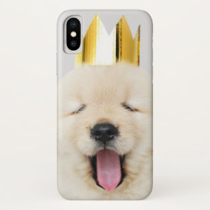 Sleepy Golden Retriver Puppy in Gold Crown iPhone X Case