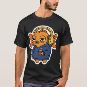 Sleepy Goldfish with Coffee – Funny Tired Hoodie T-Shirt