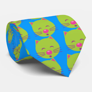 Sleepy Green Cat Tie