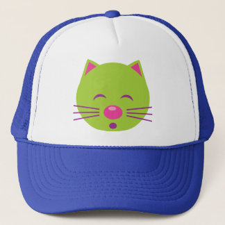 Sleepy Green Cat Trucker Hat