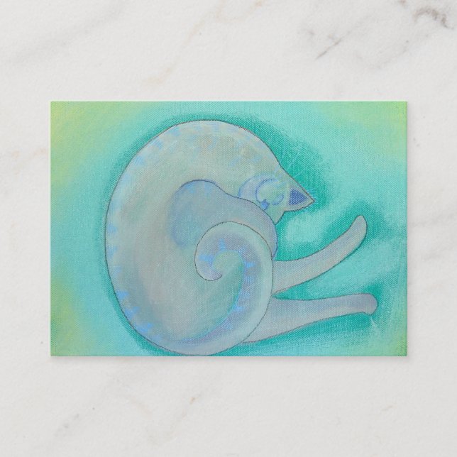 Sleepy Grey Cat. Business Card (Front)