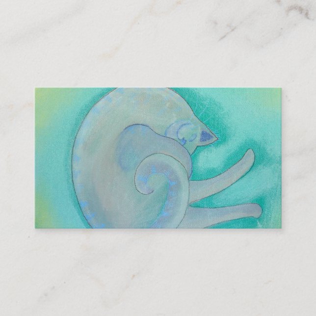 Sleepy Grey Cat. Business Card (Front)