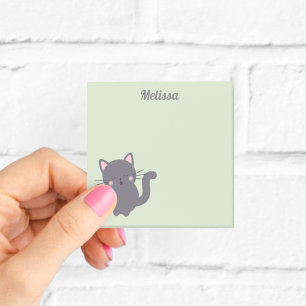 Sleepy Grey Cat Sage Sticky Notes