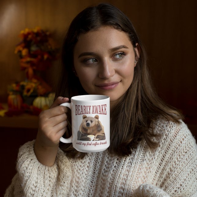 Sleepy Grizzly Bear Coffee Lovers Pun  Mug (Creator Uploaded)