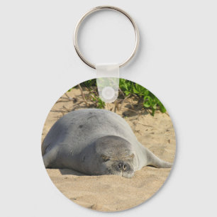 Sleepy Hawaiian Monk Seal Key Ring