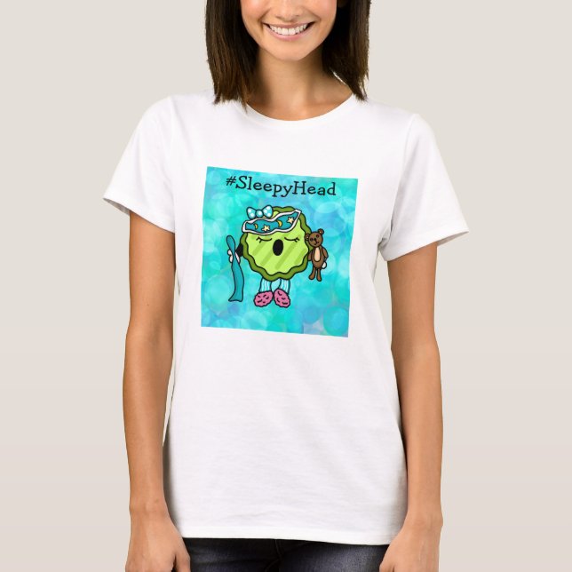 Sleepy Head Pickle | Funny Cartoon Pickles T-Shirt (Front)