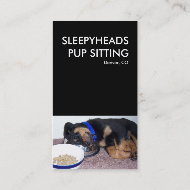 sleepy head rottweiler business card (Front)