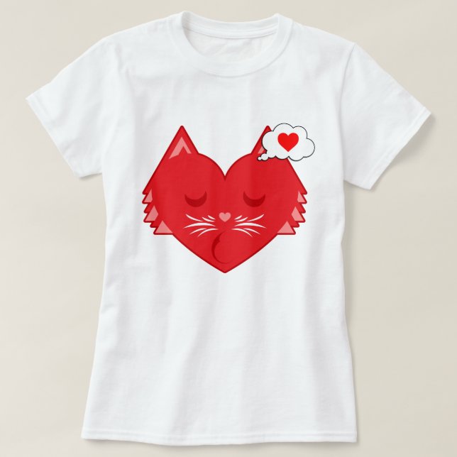 Sleepy Heart Kitty Dreams T-Shirt (Design Front)
