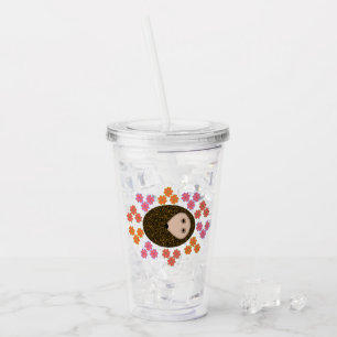 Sleepy Hedgehog and Flowers Acrylic Tumbler