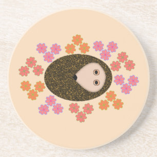 Sleepy Hedgehog and Flowers Coasters