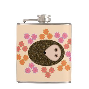 Sleepy Hedgehog and Flowers Flask