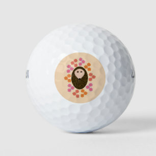 Sleepy Hedgehog and Flowers Golf Ball