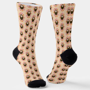 Sleepy Hedgehog and Flowers Patterned Socks