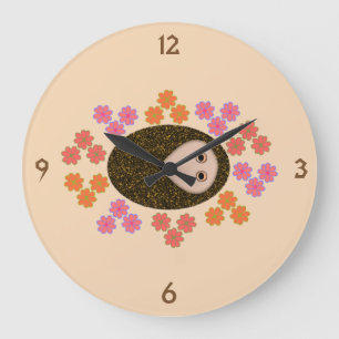 Sleepy Hedgehog and Flowers Wall Clock