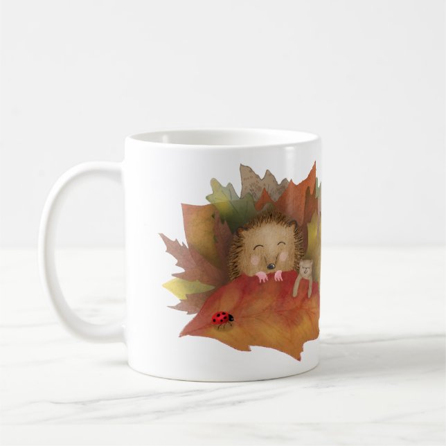 Sleepy hedgehog 'born to be wild' mug (Left)