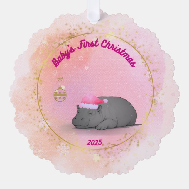 Sleepy Hippo Baby - Paper Ornament (Front)