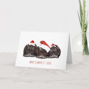 Sleepy Hippos, Christmas Holiday Greetings Card. Thank You Card