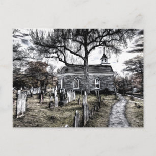 Sleepy Hollow Church Art Postcard