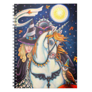 SLEEPY HOLLOW, HEADLESS GOTHIC WITCH, UNICORN, OWL NOTEBOOK