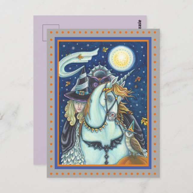 SLEEPY HOLLOW, HEADLESS GOTHIC WITCH, UNICORN, OWL POSTCARD (Front/Back)