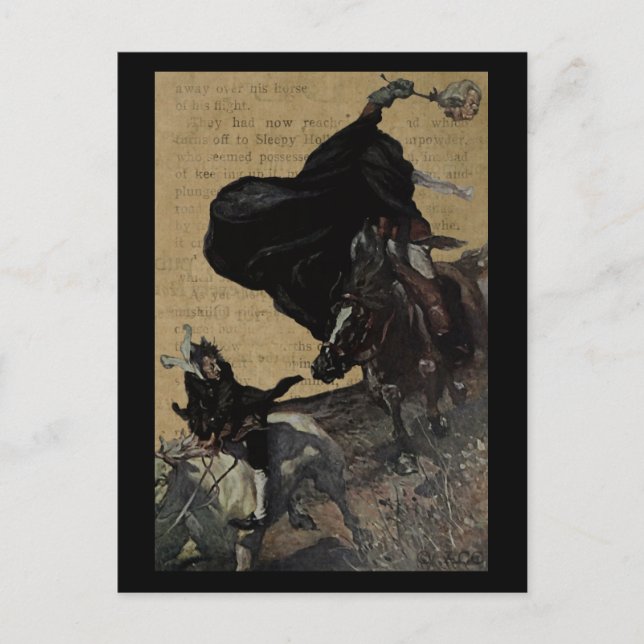 Sleepy Hollow Headless Horseman And Ichabod Postcard (Front)